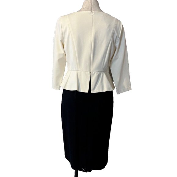 Talbots Dress 8P Black Cream Stretch 3/4 Long Sleeve Career Church NWT NEW - Picture 3 of 9
